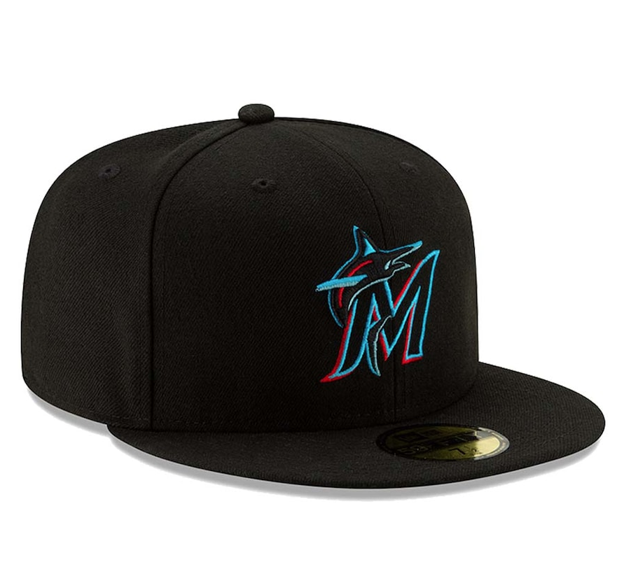 Men's Miami Marlins New Era Black Authentic Collection On-Field 59FIFTY Fitted Hat Official Team Hat Sports Fan Cap Official NFL Team Hat Football Fan Cap