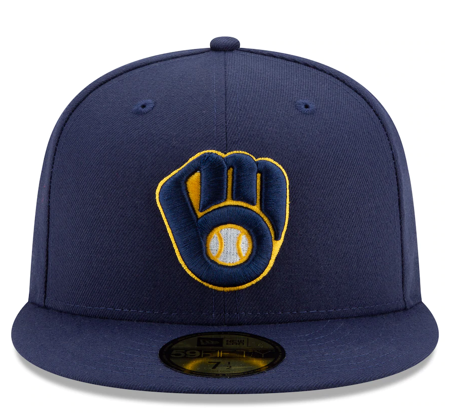 Men's Milwaukee Brewers New Era Navy Home Authentic Collection On-Field 59FIFTY Fitted Hat Official Team Hat Sports Fan Cap Official NFL Team Hat Football Fan Cap
