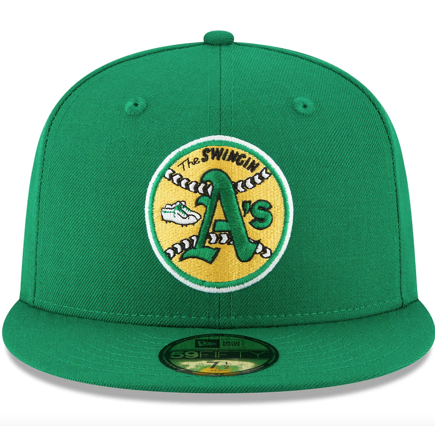 Men's Oakland Athletics New Era Green Cooperstown Collection Wool 59FIFTY Fitted Hat Official Team Hat Sports Fan Cap Official NFL Team Hat Football Fan Cap
