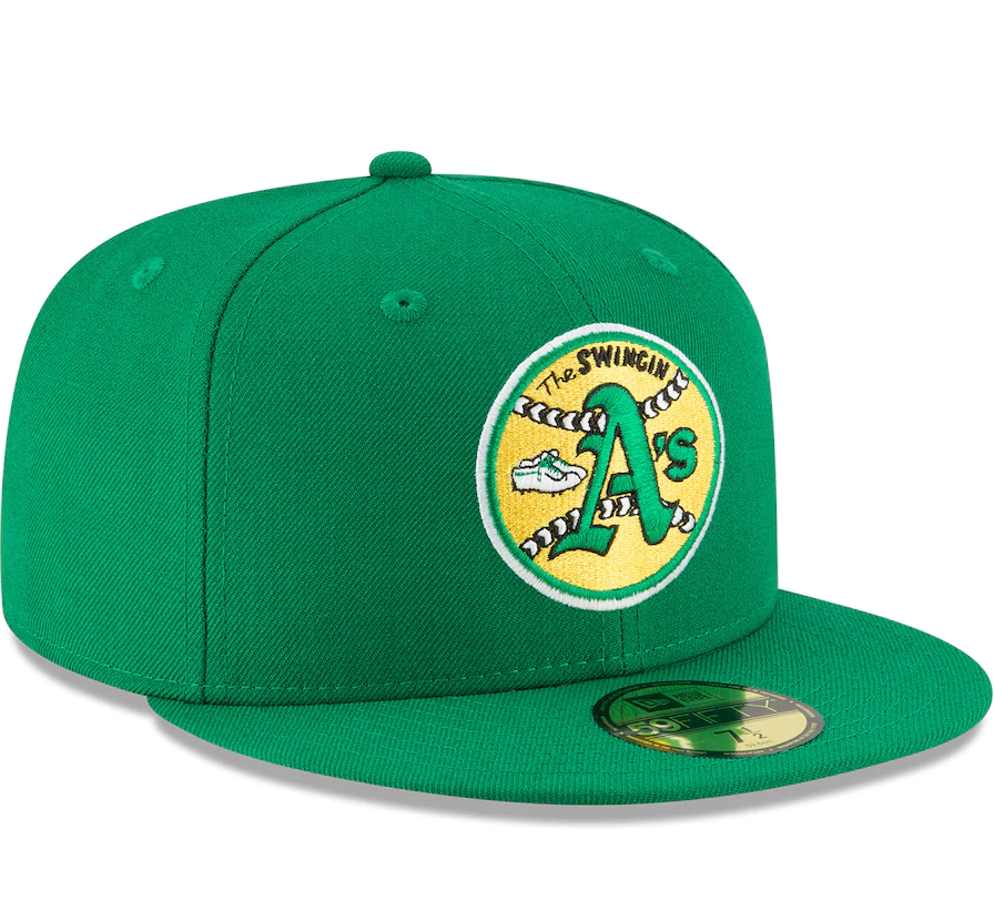 Men's Oakland Athletics New Era Green Cooperstown Collection Wool 59FIFTY Fitted Hat Official Team Hat Sports Fan Cap Official NFL Team Hat Football Fan Cap