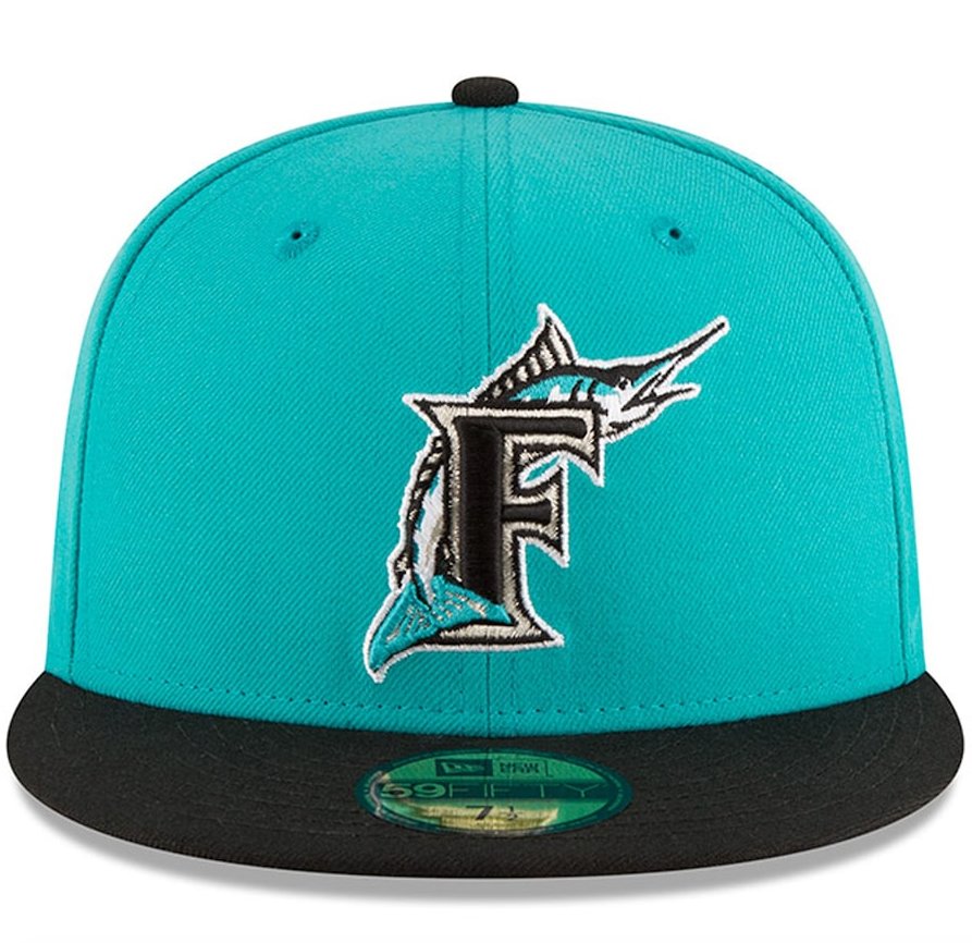 Men's Florida Marlins New Era Aqua 1997 World Series Wool 59FIFTY Fitted Hat Official Team Hat Sports Fan Cap Official NFL Team Hat Football Fan Cap
