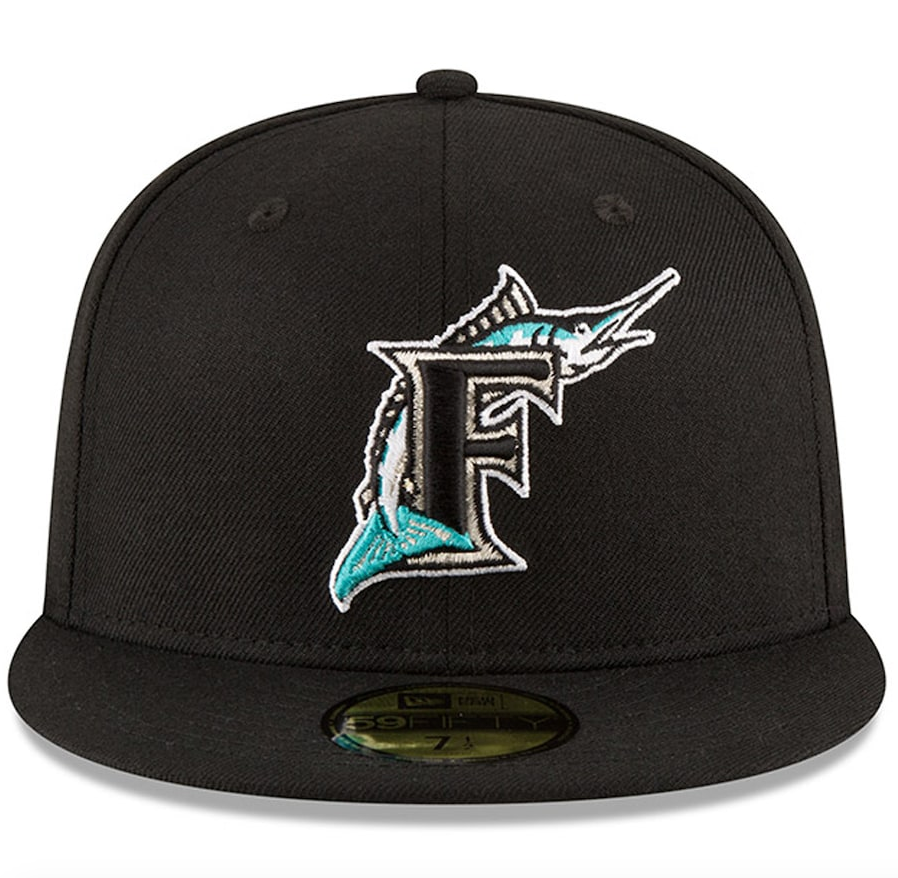 Men's Florida Marlins New Era Black 1997 World Series Wool 59FIFTY Fitted Hat Official Team Hat Sports Fan Cap Official NFL Team Hat Football Fan Cap