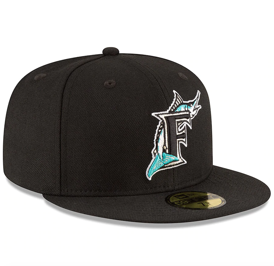 Men's Florida Marlins New Era Black 1997 World Series Wool 59FIFTY Fitted Hat Official Team Hat Sports Fan Cap Official NFL Team Hat Football Fan Cap