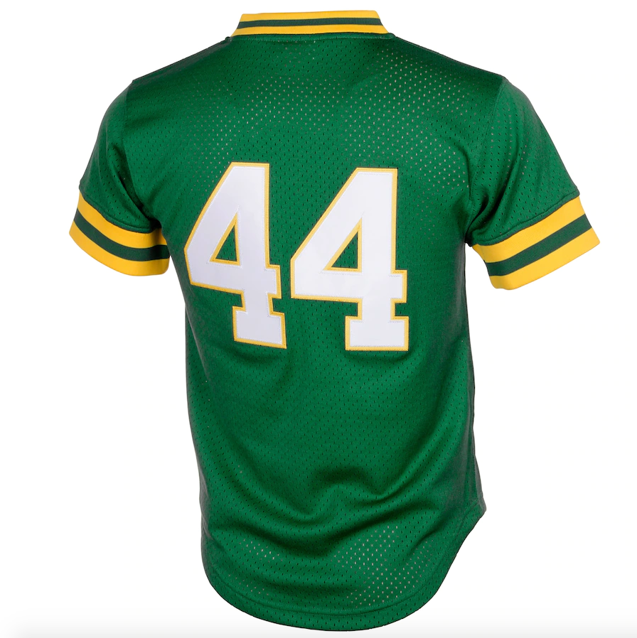 Men's Oakland Athletics Reggie Jackson Mitchell & Ness Green Cooperstown 1987 Mesh Batting Practice Jersey Official Team Jersey Sports Fan Apparel Official NFL Team Jersey Football Fan Apparel