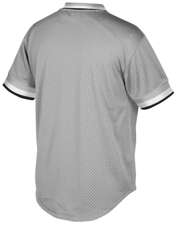 Men's Chicago White Sox Road Grey Cooperstown Collection V-Neck Mesh Batting Practice Jersey By Mitchell And Ness Official Team Jersey Sports Fan Apparel Official NFL Team Jersey Football Fan Apparel