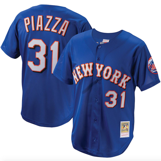 Men's Mitchell & Ness Mike Piazza New York Mets Royal Cooperstown Collection Batting Practice Jersey Official Team Jersey Sports Fan Apparel Official NFL Team Jersey Football Fan Apparel