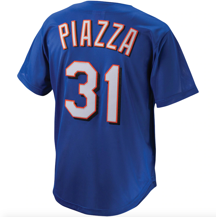 Men's Mitchell & Ness Mike Piazza New York Mets Royal Cooperstown Collection Batting Practice Jersey Official Team Jersey Sports Fan Apparel Official NFL Team Jersey Football Fan Apparel