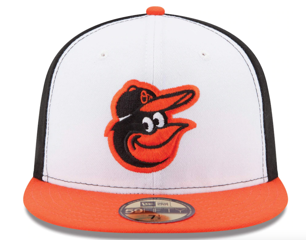 Men's Baltimore Orioles New Era White/Orange Home Authentic Collection On-Field 59FIFTY Fitted Hat Official Team Hat Sports Fan Cap Official NFL Team Hat Football Fan Cap