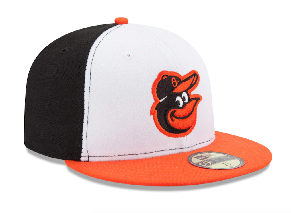Men's Baltimore Orioles New Era White/Orange Home Authentic Collection On-Field 59FIFTY Fitted Hat Official Team Hat Sports Fan Cap Official NFL Team Hat Football Fan Cap