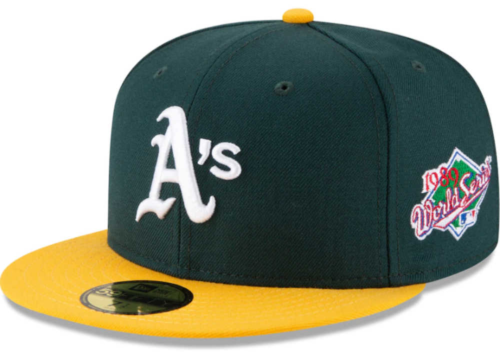 Oakland Athletics New Era 1989 World Series Wool 59FIFTY Fitted Hat - Green Official Team Hat Sports Fan Cap Official NFL Team Hat Football Fan Cap