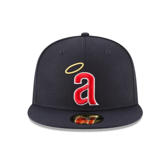Men's California Angels New Era Navy 1971 Cooperstown Collection Wool 59FIFTY Fitted Hat Official Team Hat Sports Fan Cap Official NFL Team Hat Football Fan Cap