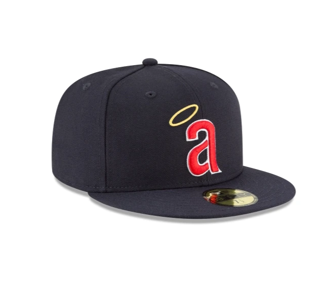 Men's California Angels New Era Navy 1971 Cooperstown Collection Wool 59FIFTY Fitted Hat Official Team Hat Sports Fan Cap Official NFL Team Hat Football Fan Cap