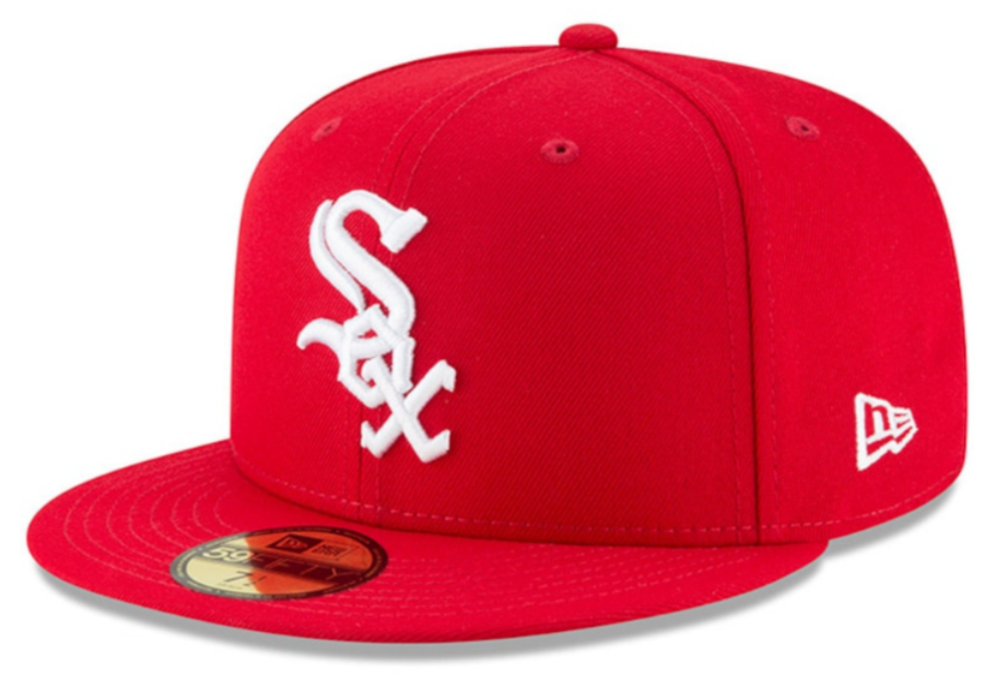Men's Chicago White Sox New Era MLB Basic Scarlet 59FIFTY Fitted Hat Official Team Hat Sports Fan Cap Official NFL Team Hat Football Fan Cap
