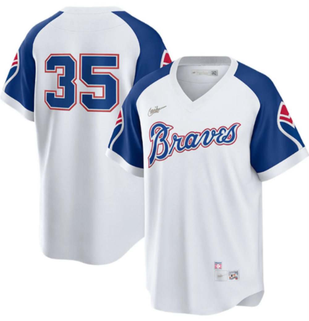 Nike Men's Atlanta Braves Phil Niekro Cooperstown Collection Home Replica Cool Base Jersey Official Team Jersey Sports Fan Apparel Official NFL Team Jersey Football Fan Apparel