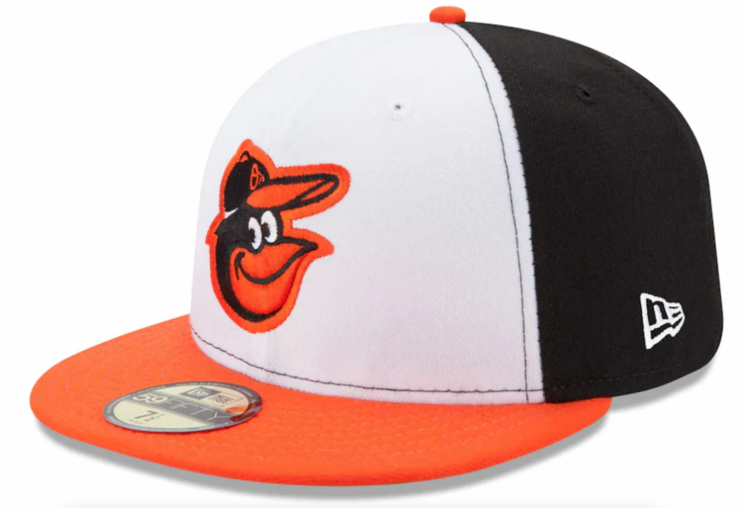 Men's Baltimore Orioles New Era White/Orange Home Authentic Collection On-Field 59FIFTY Fitted Hat Official Team Hat Sports Fan Cap Official NFL Team Hat Football Fan Cap