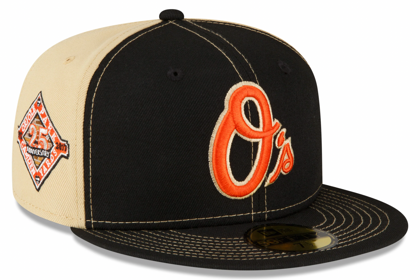 Men's Baltimore Orioles New Era Black/Vegas Gold 59FIFTY Fitted Hat Official Team Hat Sports Fan Cap Official NFL Team Hat Football Fan Cap