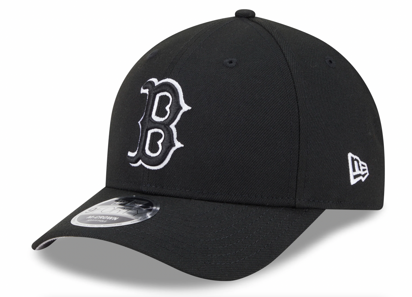 Boston Red Sox Black and White New Era M-Crown 9FORTY Adjustable Hat Official Team Hat Sports Fan Cap Official NFL Team Hat Football Fan Cap