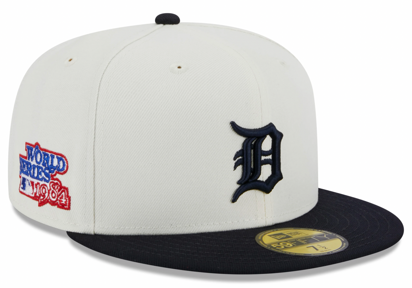 Detroit Tigers 1984 World Series Cream/Navy New Era Retro 59FIFTY Fitted Hat Official Team Hat Sports Fan Cap Official NFL Team Hat Football Fan Cap