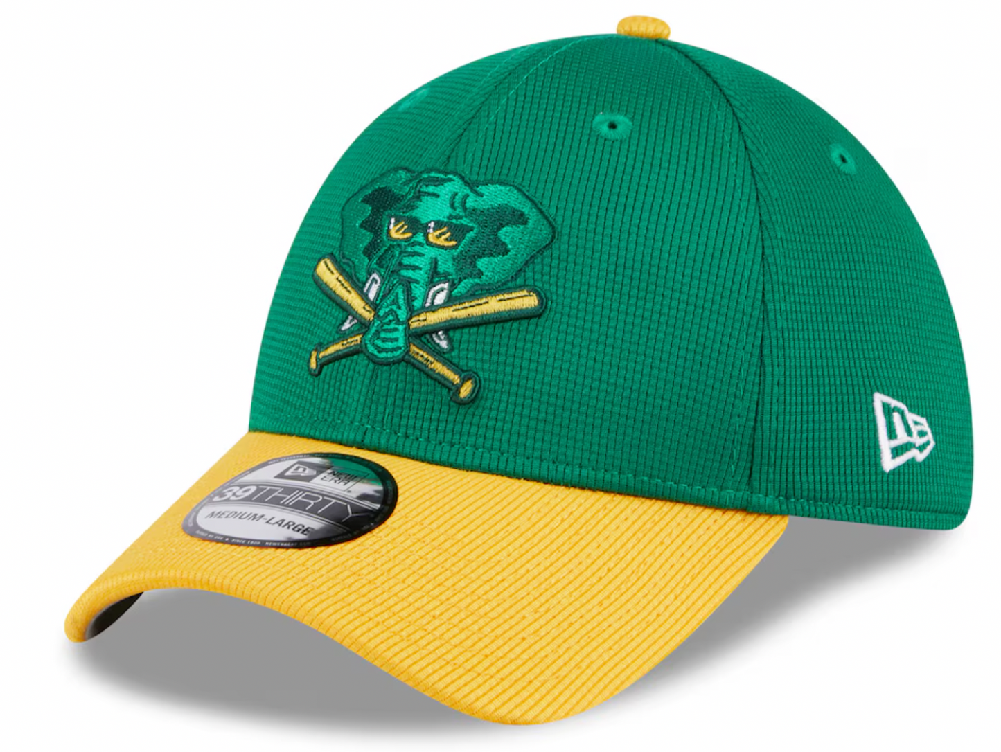 Men's Oakland Athletics New Era 2024 Batting Practice Green/Yellow 39THIRTY Flex-Fit Hat Official Team Hat Sports Fan Cap Official NFL Team Hat Football Fan Cap