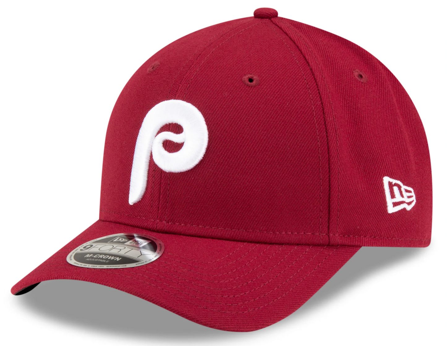 Philadelphia Phillies Crimson Alternate New Era Player Replica M-Crown 9FORTY Adjustable Hat Official Team Hat Sports Fan Cap Official NFL Team Hat Football Fan Cap