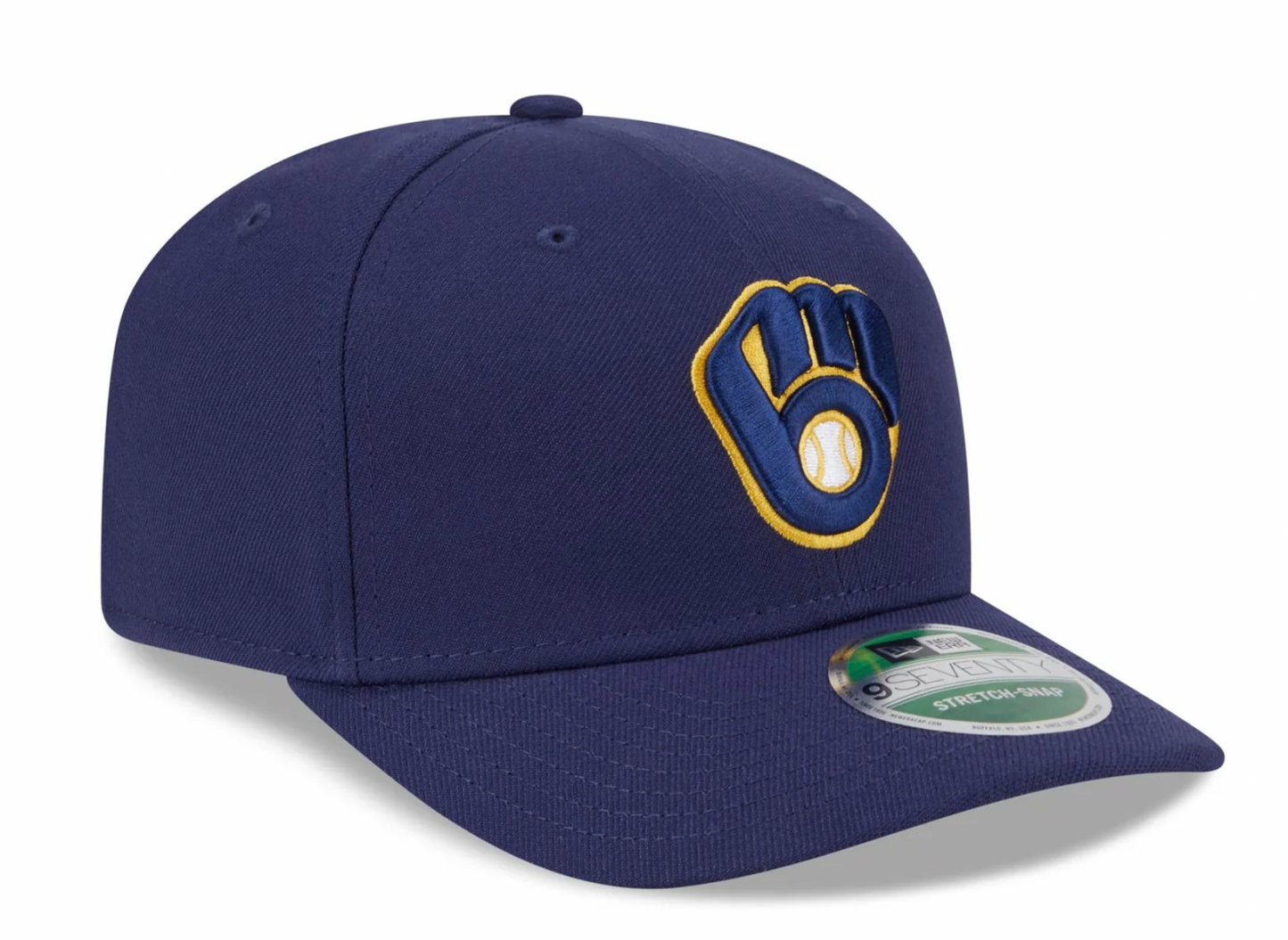 Milwaukee Brewers Navy New Era Player Replica 9SEVENTY Stretch Snap Adjustable Hat Official Team Hat Sports Fan Cap Official NFL Team Hat Football Fan Cap