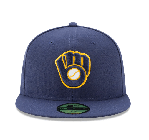 Milwaukee Brewers Authentic Collection 59Fifty Fitted Alt 2 Hat Official Team Hat Sports Fan Cap Official NFL Team Hat Football Fan Cap