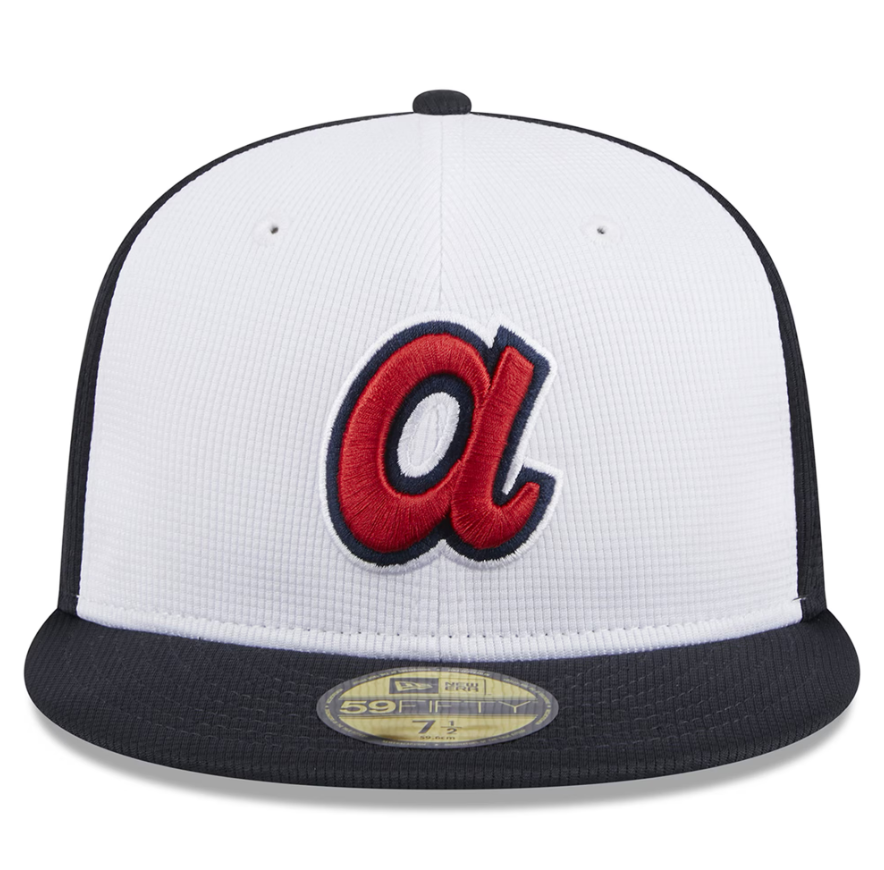 Men's Atlanta Braves New Era White 2024 Batting Practice 59FIFTY Fitted Hat Official Team Hat Sports Fan Cap Official NFL Team Hat Football Fan Cap