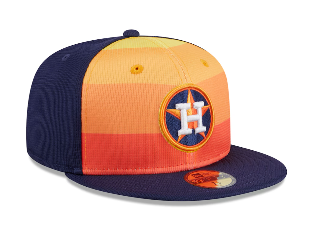 Men's Houston Astros New Era Navy 2024 Batting Practice 59FIFTY Fitted Hat Official Team Hat Sports Fan Cap Official NFL Team Hat Football Fan Cap