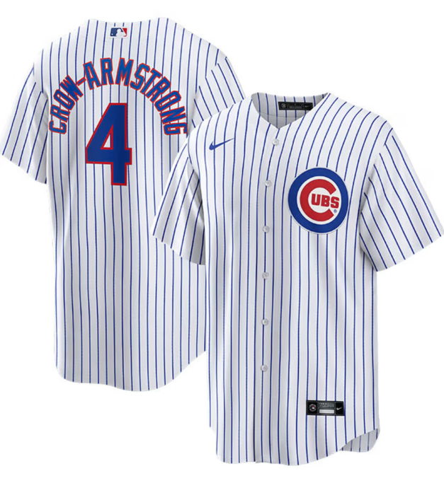 NIKE Men's Chicago Cubs Pete Crow-Armstrong #4 White Home Replica Jersey Official Team Jersey Sports Fan Apparel Official NFL Team Jersey Football Fan Apparel