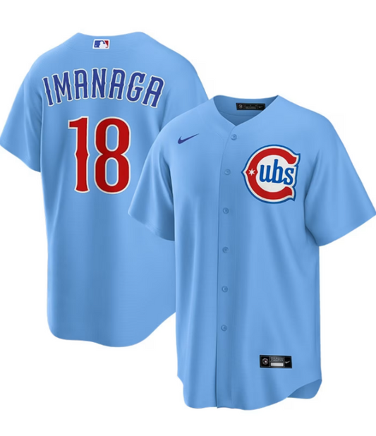 Men's Shota Imanaga #18 Chicago Cubs Nike Light Blue 2nd Alternate Replica Jersey Official Team Jersey Sports Fan Apparel Official NFL Team Jersey Football Fan Apparel