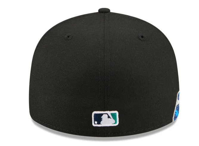 Seattle Mariners MLB Waves 59FIFTY Fitted New Era Black/White Official Team Hat Sports Fan Cap Official NFL Team Hat Football Fan Cap