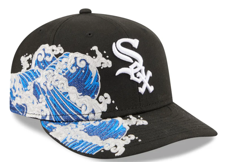 Chicago White Sox MLB Waves 59FIFTY Fitted New Era Black/White Official Team Hat Sports Fan Cap Official NFL Team Hat Football Fan Cap