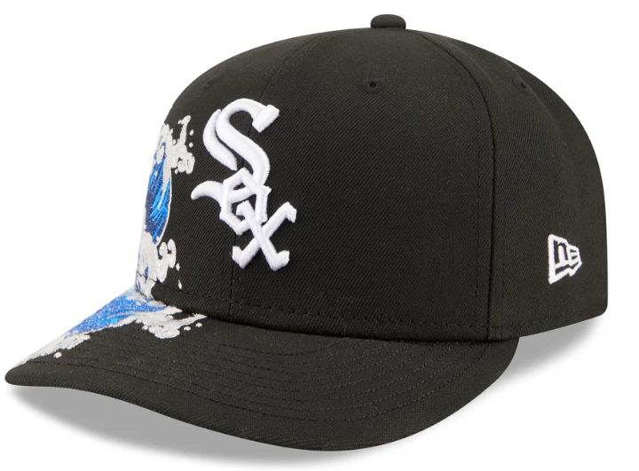 Chicago White Sox MLB Waves 59FIFTY Fitted New Era Black/White Official Team Hat Sports Fan Cap Official NFL Team Hat Football Fan Cap