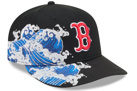 Boston Redsox MLB Waves 59FIFTY Fitted New Era Black/White Official Team Hat Sports Fan Cap Official NFL Team Hat Football Fan Cap