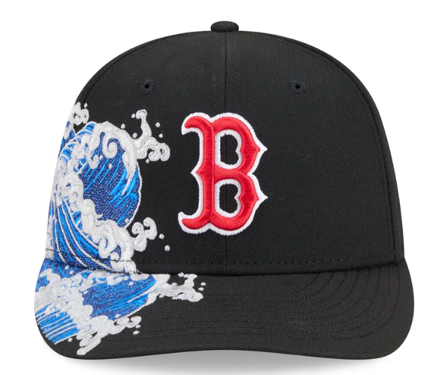 Boston Redsox MLB Waves 59FIFTY Fitted New Era Black/White Official Team Hat Sports Fan Cap Official NFL Team Hat Football Fan Cap
