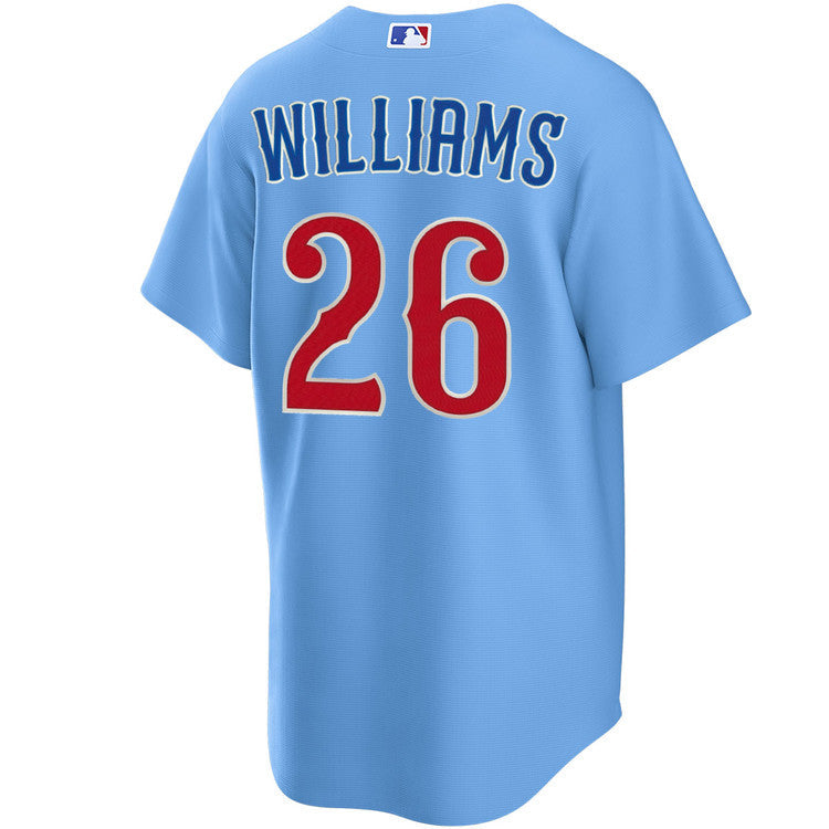 NIKE Men's Chicago Cubs Billy Williams #26 Light Blue 2nd Alternate Replica Jersey Official Team Jersey Sports Fan Apparel Official NFL Team Jersey Football Fan Apparel