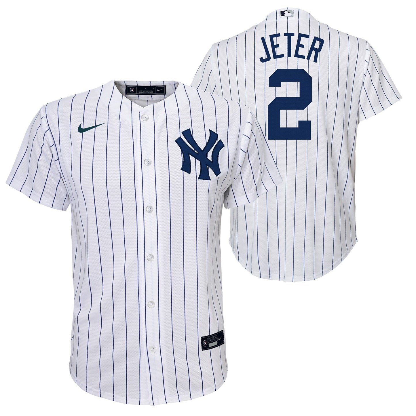 Youth Derek Jeter New York Yankees White Home Game Replica Player Jersey Official Team Jersey Sports Fan Apparel Official NFL Team Jersey Football Fan Apparel