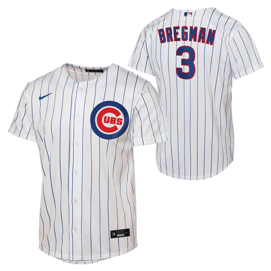 Youth Chicago Cubs Alex Bregman White Home Baseline Replica Jersey Official Team Jersey Sports Fan Apparel Official NFL Team Jersey Football Fan Apparel