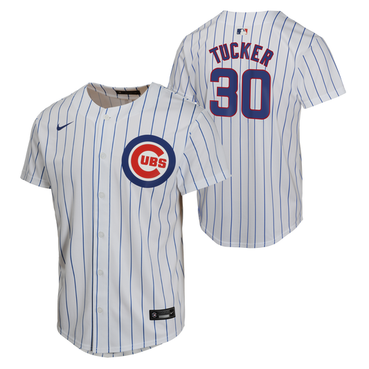 NIKE Youth Kyle Tucker Chicago Cubs White Home Replica Sublimated Twill Jersey Official Team Jersey Sports Fan Apparel Official NFL Team Jersey Football Fan Apparel