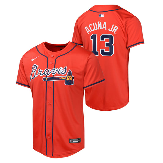 Youth Ronald Acuna Jr. Atlanta Braves NIKE Red Alternate Limited Replica Jersey Official Team Jersey Sports Fan Apparel Official NFL Team Jersey Football Fan Apparel