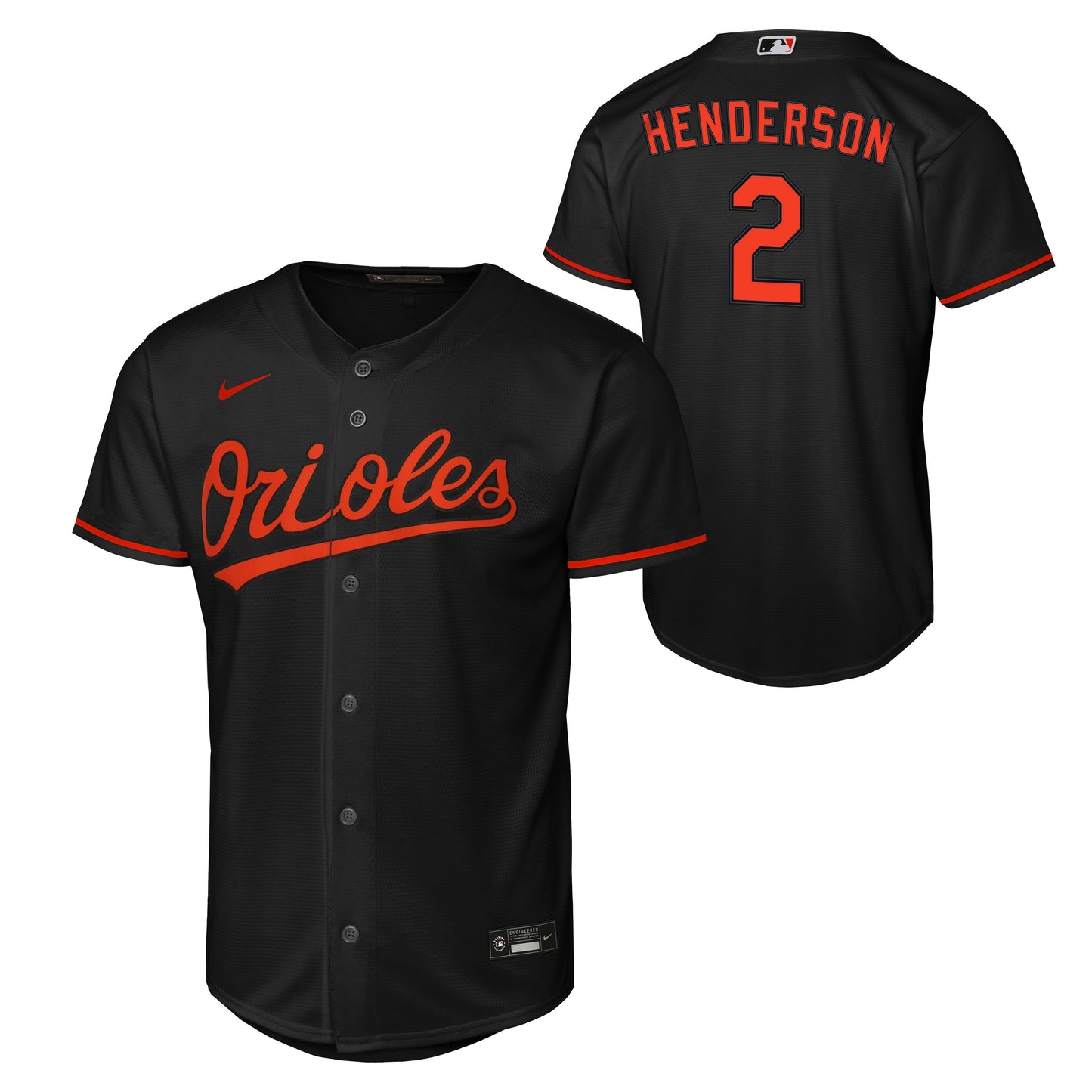 NIKE Youth Baltimore Orioles Gunnar Henderson Black Alternate Replica Jersey Official Team Jersey Sports Fan Apparel Official NFL Team Jersey Football Fan Apparel