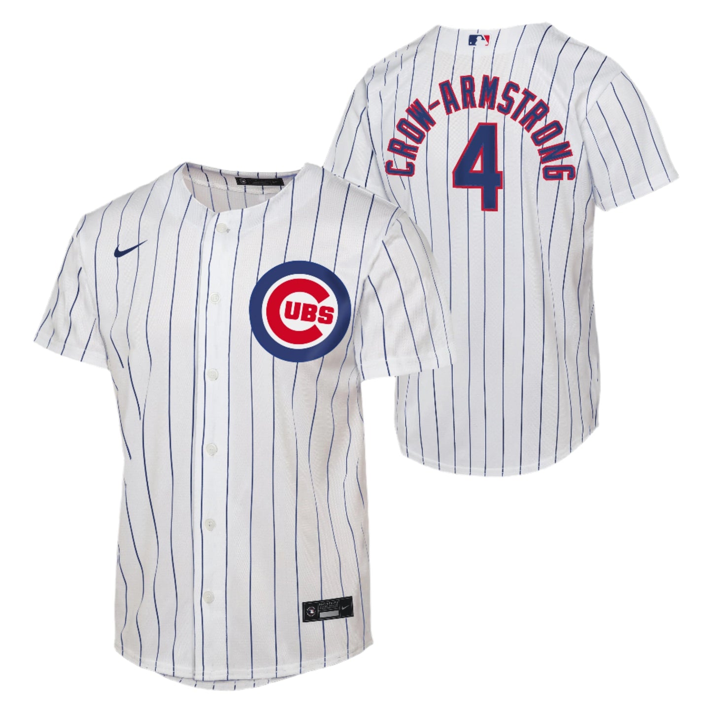 Youth Nike Pete Crow-Armstrong #4 Chicago Cubs White Home Baseline Replica Jersey Official Team Jersey Sports Fan Apparel Official NFL Team Jersey Football Fan Apparel