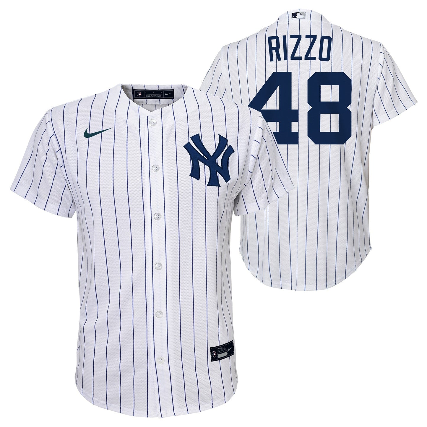 Youth Anthony Rizzo New York Yankees White Home Screen Print Game Replica Jersey Official Team Jersey Sports Fan Apparel Official NFL Team Jersey Football Fan Apparel