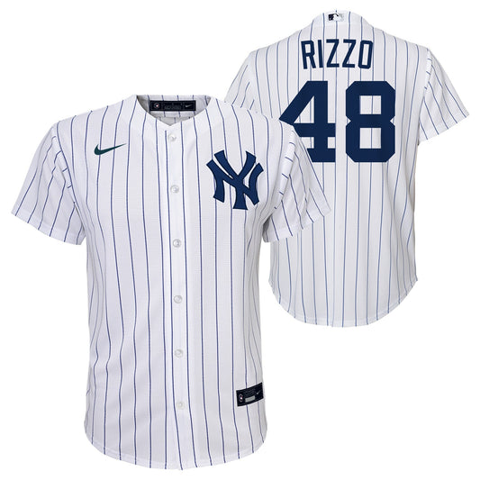 Youth Anthony Rizzo New York Yankees White Home Screen Print Game Replica Jersey Official Team Jersey Sports Fan Apparel Official NFL Team Jersey Football Fan Apparel