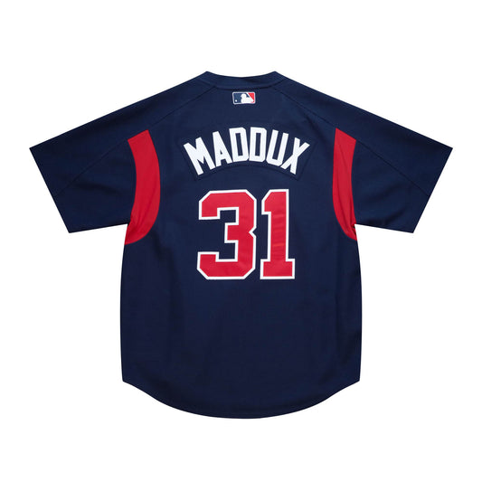 Men's Atlanta Braves Greg Maddux 2003 Mitchell & Ness Navy Cooperstown Batting Practice Jersey Official Team Jersey Sports Fan Apparel Official NFL Team Jersey Football Fan Apparel