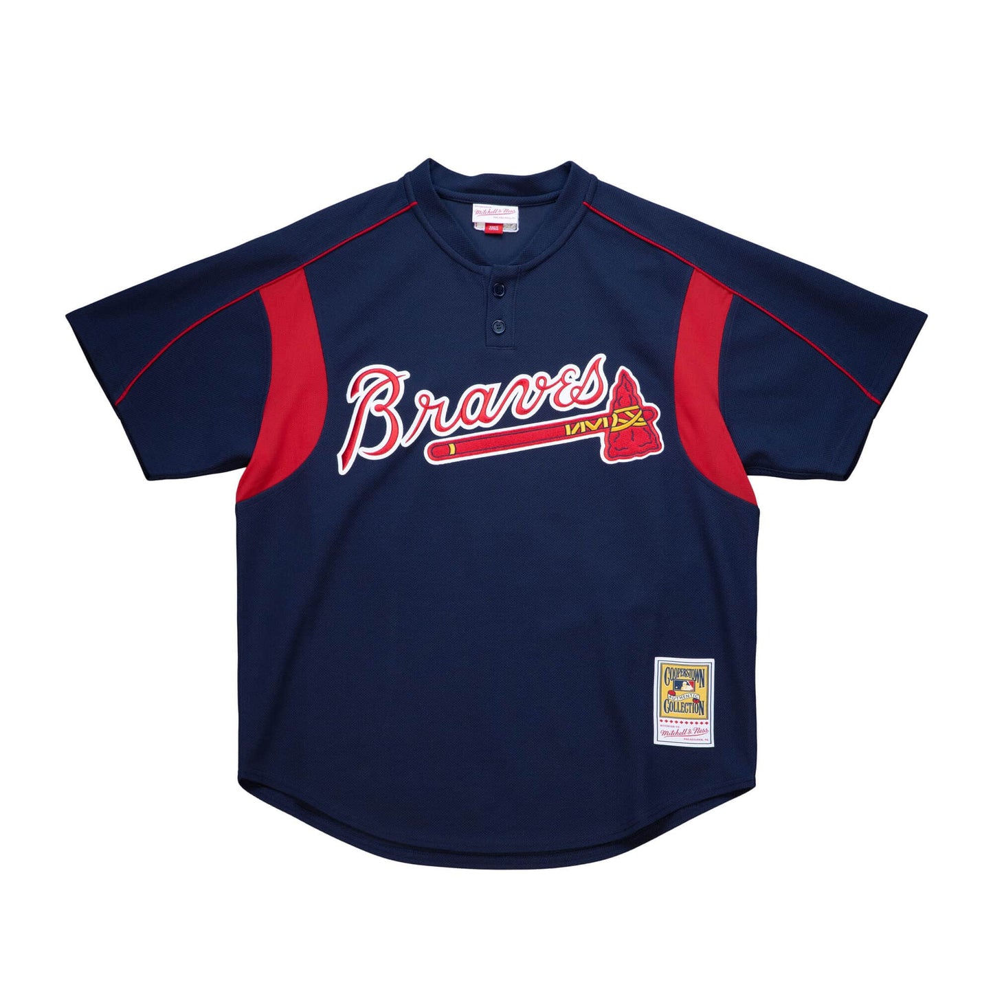 Men's Atlanta Braves John Smoltz 2003 Mitchell & Ness Navy Cooperstown Batting Practice Jersey Official Team Jersey Sports Fan Apparel Official NFL Team Jersey Football Fan Apparel