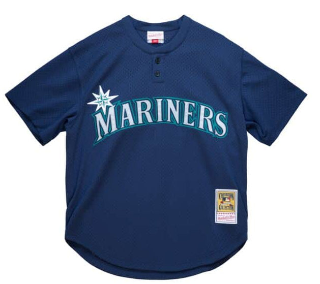 Men's Seattle Mariners Ichiro Suzuki 2002 Mitchell & Ness Navy Cooperstown Collection Mesh Batting Practice Jersey Official Team Jersey Sports Fan Apparel Official NFL Team Jersey Football Fan Apparel