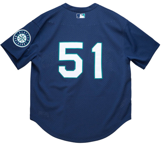 Men's Seattle Mariners Ichiro Suzuki 2002 Mitchell & Ness Navy Cooperstown Collection Mesh Batting Practice Jersey Official Team Jersey Sports Fan Apparel Official NFL Team Jersey Football Fan Apparel