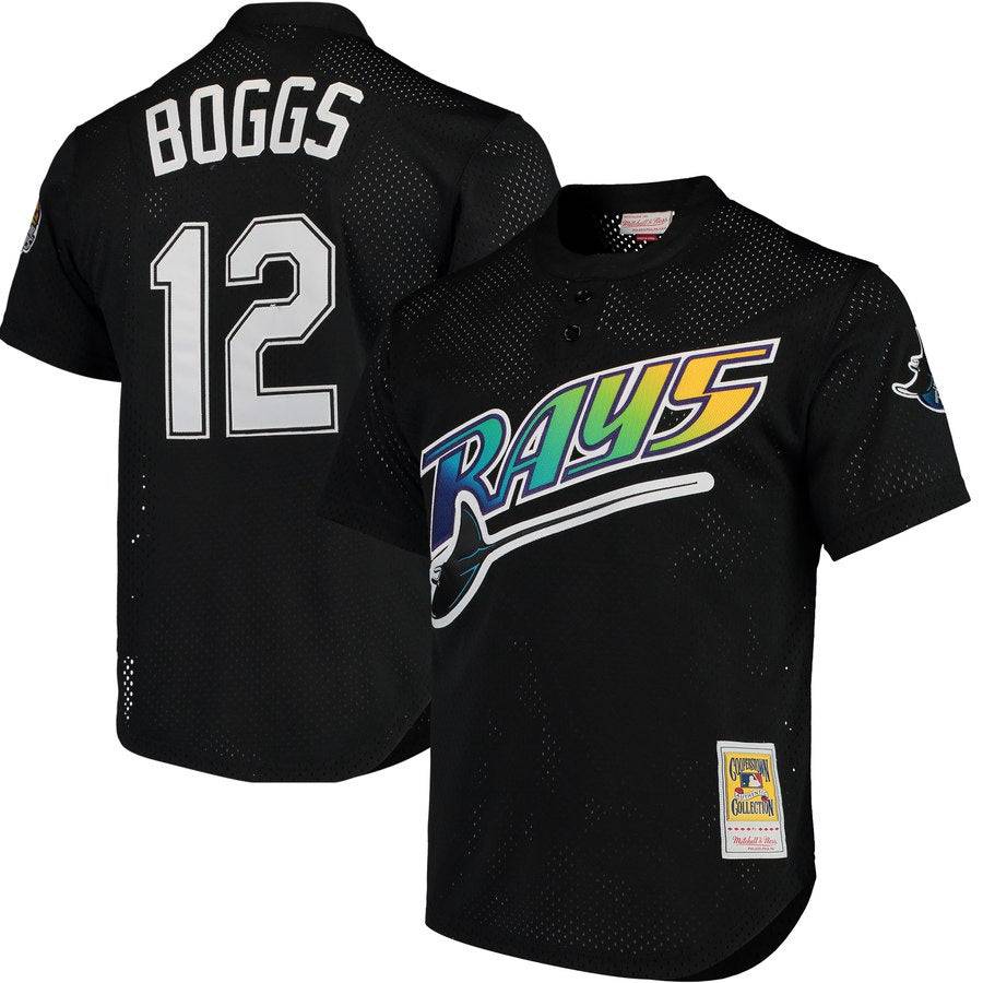Men's Tampa Bay Devil Rays Wade Boggs Mitchell & Ness Black Cooperstown 1998 Mesh Batting Practice Jersey Official Team Jersey Sports Fan Apparel Official NFL Team Jersey Football Fan Apparel