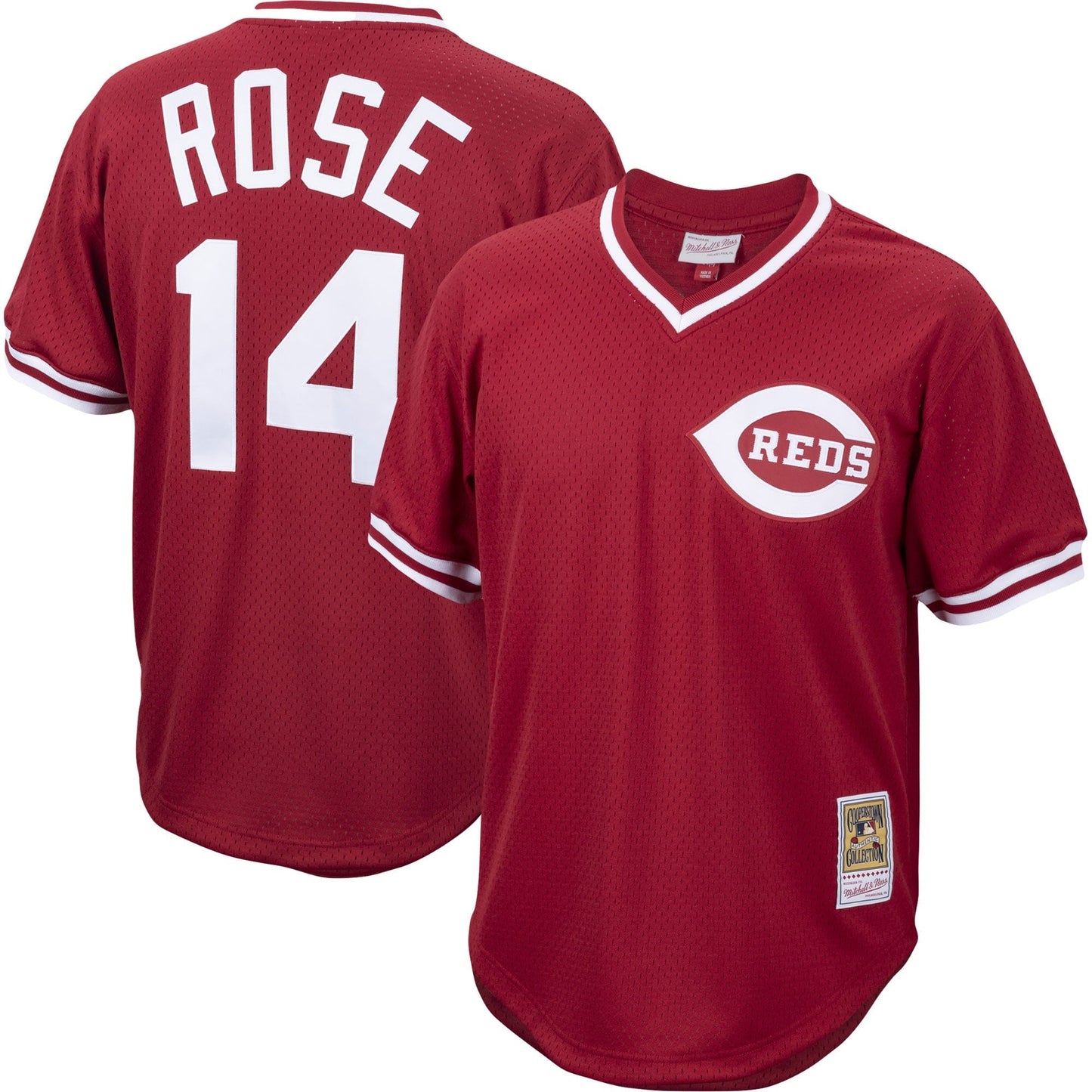 Men's Pete Rose Cincinnati Reds Mitchell & Ness Cooperstown Collection Authentic Mesh Batting Practice Jersey - Red Official Team Jersey Sports Fan Apparel Official NFL Team Jersey Football Fan Apparel